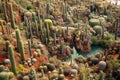 aerial view of a dense cactus garden in desert Royalty Free Stock Photo