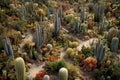 aerial view of a dense cactus garden in desert Royalty Free Stock Photo