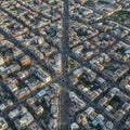 Aerial view of a dense urban grid in Boston, Massachusetts. Streets intersect at right Royalty Free Stock Photo