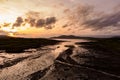 Aerial view of Derreen river along the Ring of Kerry route. Rugged coast of on Iveragh Peninsula on sunset, County Kerry, Ireland