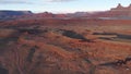 Aerial view of desert, Colorado river in Utah. Scenic nature near the Canyonlands national park, Moab. Sunny morning, sunrise Royalty Free Stock Photo