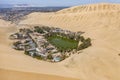 Aerial view of the desert oasis of Huacachina near the city of Ica in Peru Royalty Free Stock Photo