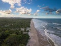 Aerial view deserted beach with coconut trees on the coast of bahia brazil Royalty Free Stock Photo