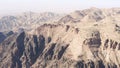 Aerial view of the desertic mountains of Jordan.