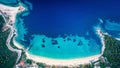 Aerial view of the Destenika beach in Greece, Halkidiki