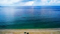 Aerial view of the Destenika beach in Greece, Halkidiki