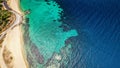 Aerial view of the Destenika beach in Greece, Halkidiki