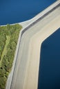 Aerial view : Detail of a barrage with 2 lakes