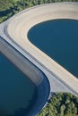 Aerial view : Detail of a barrage with 2 lakes