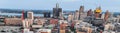 Aerial view of Detroit cityscape in Michigan on a cloudy day Royalty Free Stock Photo