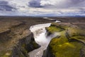 Aerial view of Dettifoss waterfall in Iceland