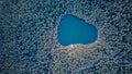 Aerial View of the Devil Lake Velnezers , Cortoks or Chortock Lake. Royalty Free Stock Photo