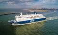 Aerial view of DFDS Princess Seaways ferry leaving port