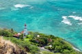 Aerial view of Diamond head lighthouse with azure ocean in background Royalty Free Stock Photo