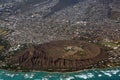 Aerial view of Diamondhead, Kapahulu, Kahala, Pacific ocean Royalty Free Stock Photo