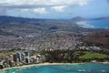 Aerial view of Diamondhead, Kapiolani Park, Waikiki, Ala Wai Can Royalty Free Stock Photo