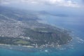 Aerial view of Diamondhead, Kapiolani Park, Waikiki, Natatorium, Kapahulu town Royalty Free Stock Photo