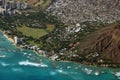 Aerial view of Diamondhead, Kapiolani Park, Waikiki, Shell, Kapa Royalty Free Stock Photo