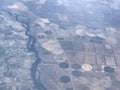 aerial view of the different planted fields. Patchwork Royalty Free Stock Photo