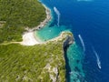 Aerial view of Dimitri Eliodoro beach, on the island of Corfu. Greece