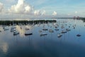 Aerial view Dinner Key Marina and anchorage in Coconut Grove, Miami, Florida Royalty Free Stock Photo