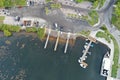 Aerial view Dinner Key Marina and anchorage in Coconut Grove, Miami, Florida Royalty Free Stock Photo