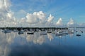 Aerial view Dinner Key Marina and anchorage in Coconut Grove, Miami, Florida Royalty Free Stock Photo