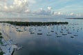 Aerial view Dinner Key Marina and anchorage in Coconut Grove, Miami, Florida Royalty Free Stock Photo