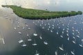 Aerial view Dinner Key Marina and anchorage in Coconut Grove, Miami, Florida Royalty Free Stock Photo