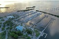 Aerial view Dinner Key Marina and anchorage in Coconut Grove, Miami, Florida Royalty Free Stock Photo