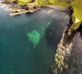 Aerial view of the Dinosaur bay with the rare Dinosaur footprint of the sauropod-dominated tracksite from Rubha nam