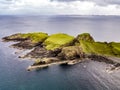 Aerial view of the Dinosaur bay with the rare Dinosaur footprint of the sauropod-dominated tracksite from Rubha nam