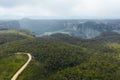 Aerial view of a dirt track in the Grose Valley in The Blue Mountains in Australia Royalty Free Stock Photo