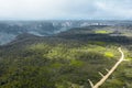 Aerial view of a dirt track in the Grose Valley in The Blue Mountains in Australia Royalty Free Stock Photo