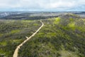 Aerial view of a dirt track in the Grose Valley in The Blue Mountains in Australia Royalty Free Stock Photo