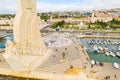 Aerial view of the Discoveries Monument in Lisbon