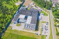 Aerial view of the distribution center, drone photography of the industrial logistic zone Royalty Free Stock Photo