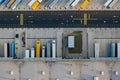 Aerial view of the distribution center, drone photography of the industrial logistic zone. Royalty Free Stock Photo