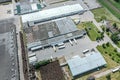 Aerial view of the distribution center in industrial logistic suburb zone