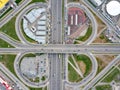 Aerial view road junction, in the form of a quatrefoil Poznyaki district, Kiev Royalty Free Stock Photo