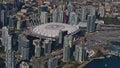 Aerial view of district Yaletown with stadium and high-rise buildings in Vancouver downtown, British Columbia, Canada. Royalty Free Stock Photo