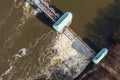 Aerial view of the diversion dam on Odra river