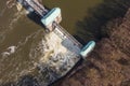 Aerial view of the diversion dam on Odra river