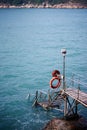 Aerial view of dock in beach in Hong Kong Royalty Free Stock Photo