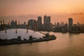 Aerial view of Docklands at sunset, London, England Royalty Free Stock Photo