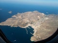 Aerial view of the dodecanese greek islands of kalymnos from an airplane