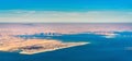 Aerial view of Doha and Hamad International Airport. Qatar, the Middle East