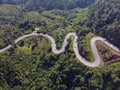 Aerial view of the Doi Phap "tortuous road" in Nan province, Thailand