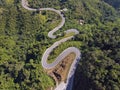 Aerial view of the Doi Phap "tortuous road" in Nan province, Thailand