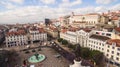 Aerial View of Dom Pedro IV Square in Rossio, Lisbon, Portugal, May 2016 Royalty Free Stock Photo